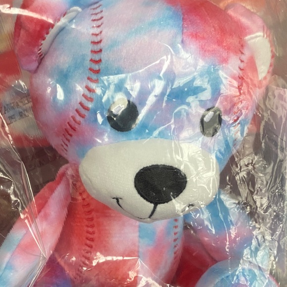 Colorful Tie-Dye Baseball Theme Teddy Bear Plush - Picture 5 of 5